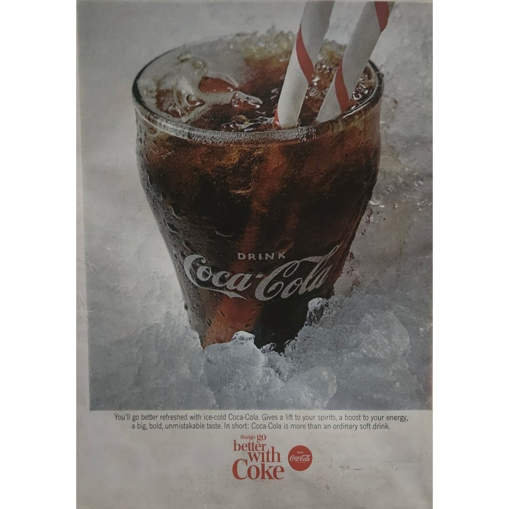 Coca-Cola Magazine Ad 1960s Soda Pop Soft Drink Vintage MCM 10x13